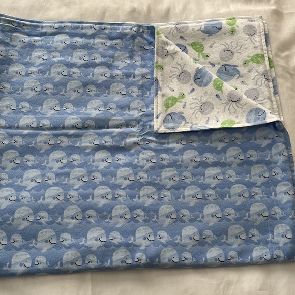 Sea life baby flannel receiving blanket - Picture 5 of 8